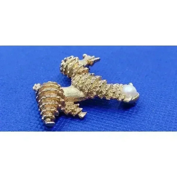 Vintage 1940 1950 Marboux Boucher Poodle Brooch Gold plate Faux Pearl Ball DOG - Picture 4 of 8